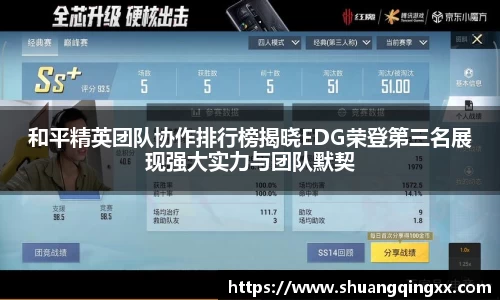 和平精英团队协作排行榜揭晓EDG荣登第三名展现强大实力与团队默契
